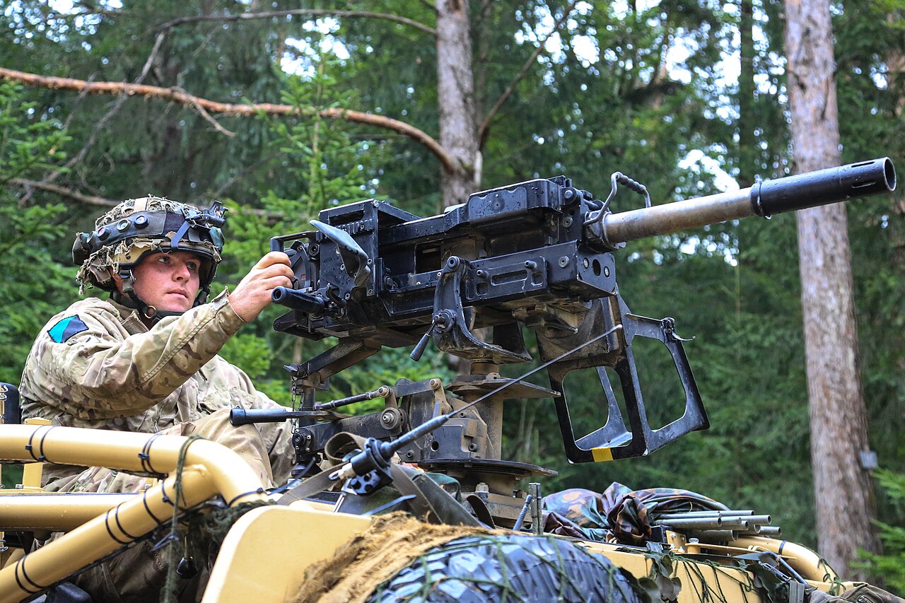 A Royal Irish Regiment WMIK with 40 mm grenade machine gun on exercise Allied Spirit II, Hohenfels, Germany, August 2015 — a later, re-lifed generation of the same Ricardo-engineered kit.