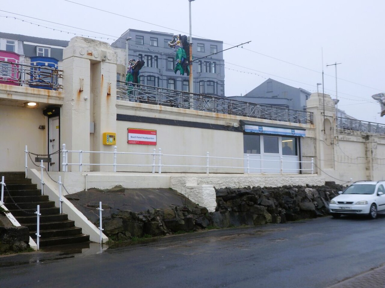 Beach Patrol Headquarters, Middle Walk, Blackpool — the Land Rover's base on the promenade (February 2022)