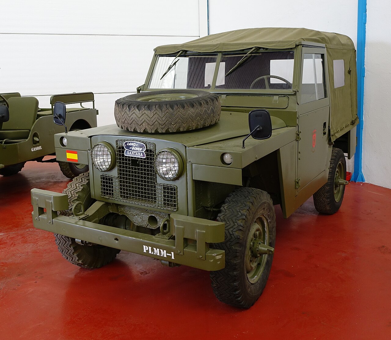 Preserved Spanish Army Santana 88 Militar with bonnet-mounted spare and folded-screen fittings