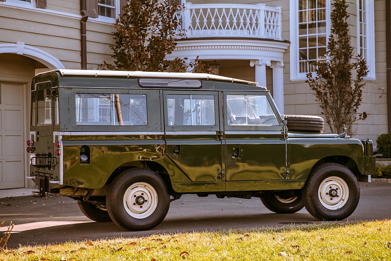 1959 Series II 109" station wagon in green with the contrasting light roof