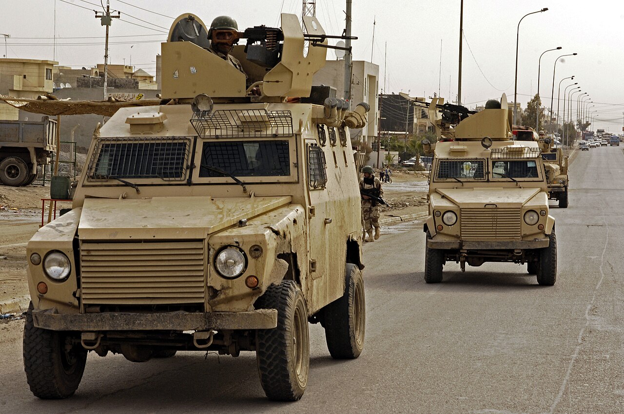 Iraqi Army Otokar ZPTs of 1st Battalion, 4th Brigade Combat Team, 2nd Iraqi Army Division on patrol in Mosul, February 2008, showing the one-piece front wings and roof gun shield of the later pattern