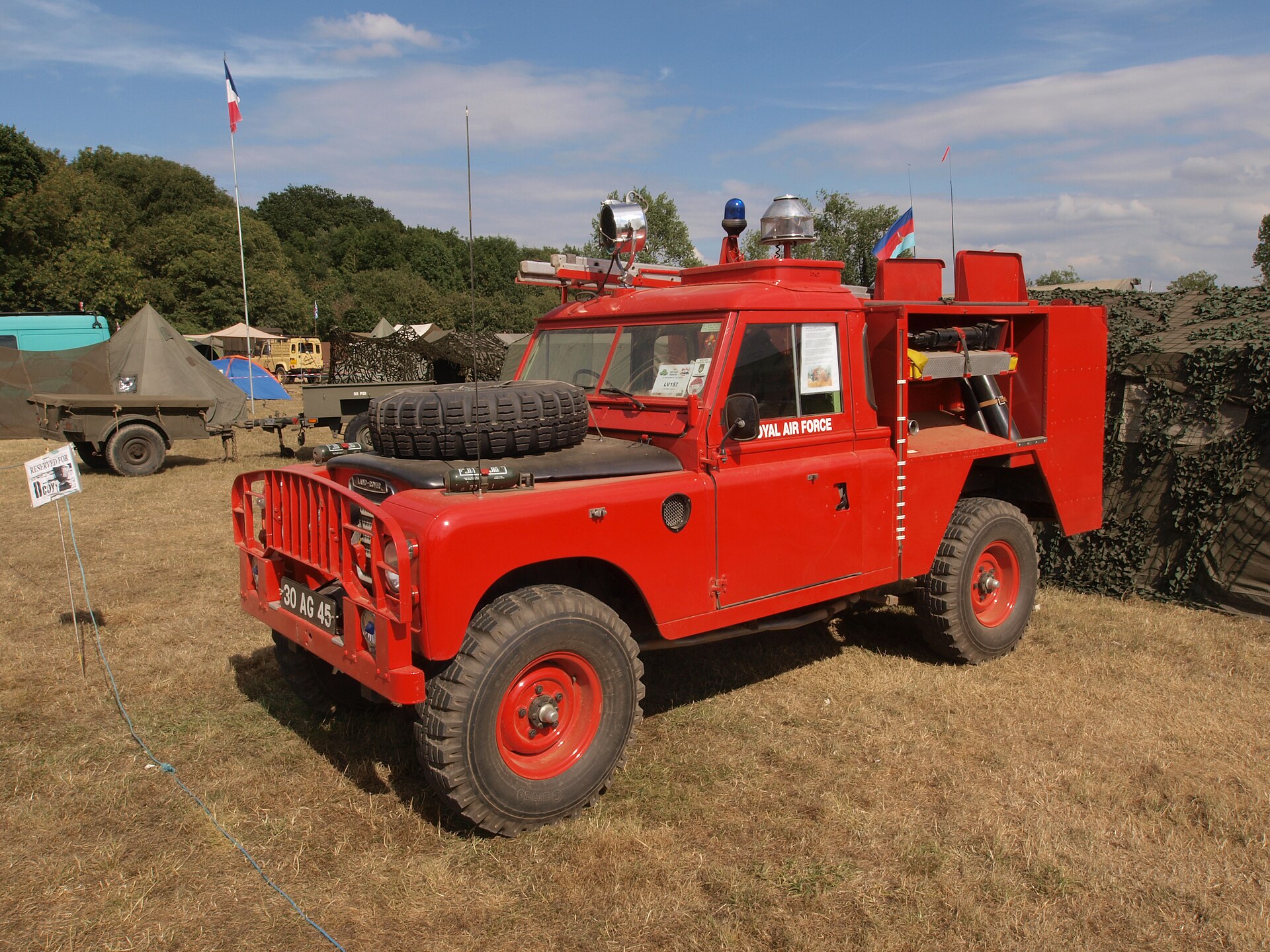 Rear view of preserved TACR1 30 AG 45 with the exposed third-crew position and equipment lockers