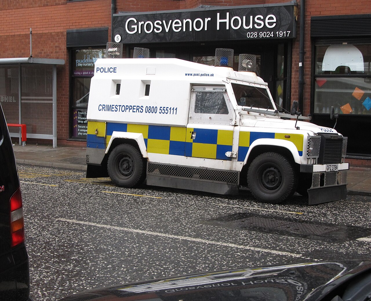 A PSNI Tangi in Glengall Street, Belfast, March 2017