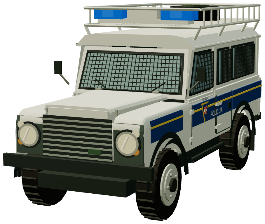 Croatian Police Defender 110 — front three-quarter render