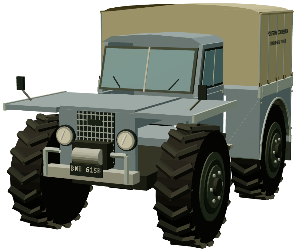 Forestry Commission Roadless Fire Tender — front three-quarter render