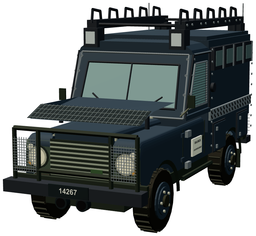 Guernsey Police Armoured 110 — front three-quarter render