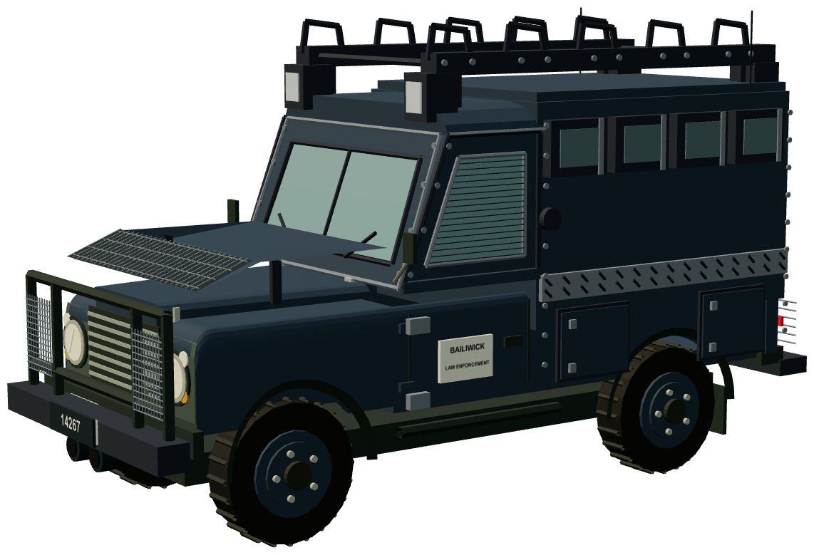 Guernsey Police Armoured 110 — three-quarter render