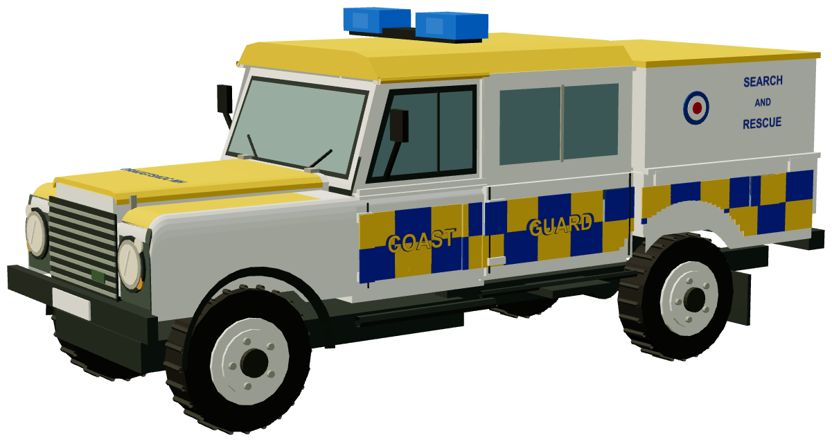 HM Coastguard SAR Defender 130 — three-quarter render