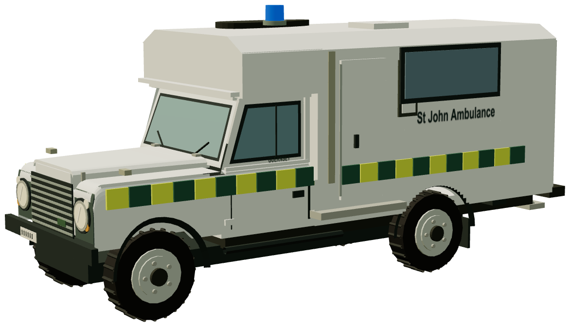 MMB Defender 130 St John ambulance — three-quarter render
