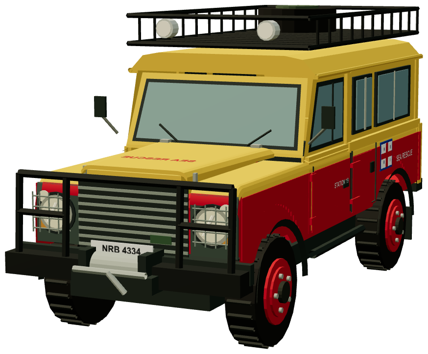 NSRI Richards Bay Camel Trophy Defender 110 — front three-quarter render