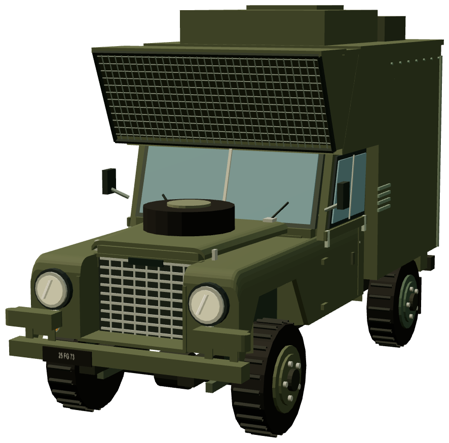 Royal Artillery PPIF Drone Section Land Rover — front three-quarter render