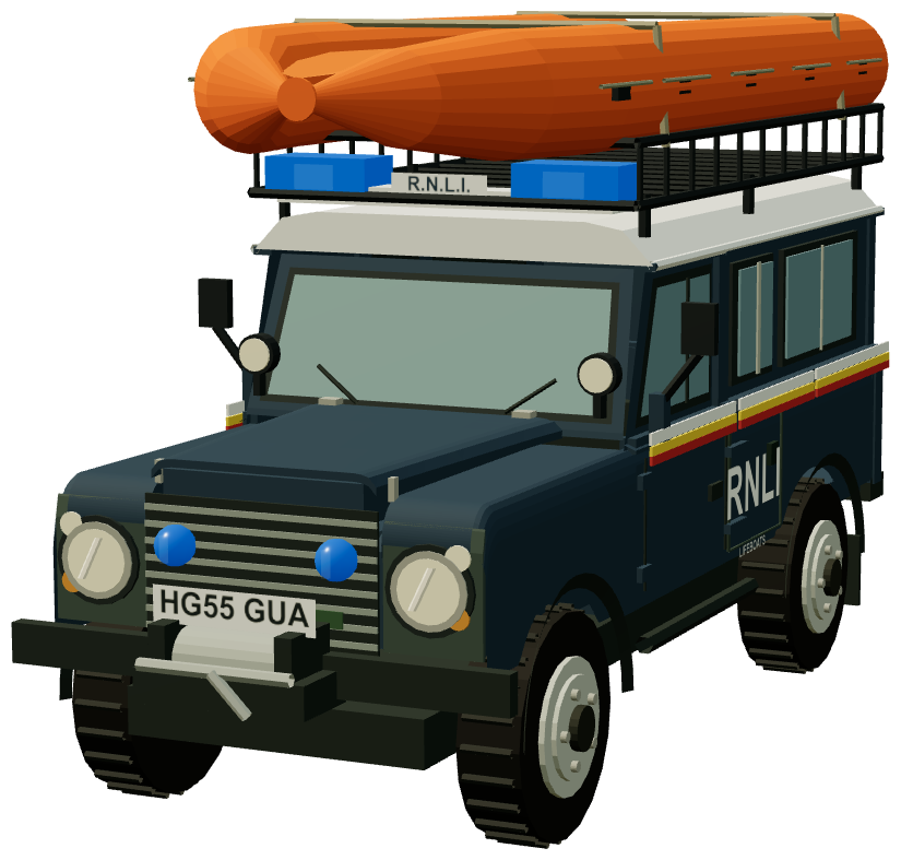 RNLI Lifeboat Launch Defender — front three-quarter render