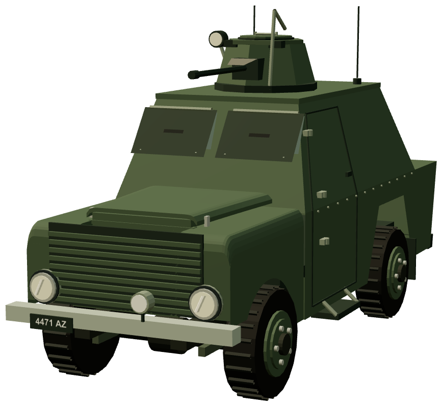 RUC Shenzi Armoured Land Rover — front three-quarter render