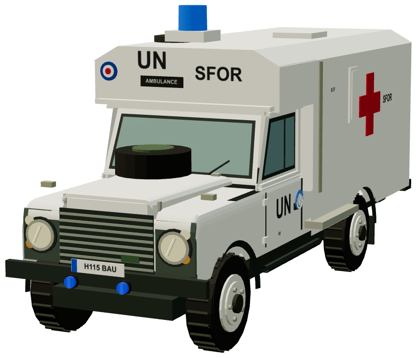 SFOR UN Pulse Ambulance (Bosnia) — front three-quarter render