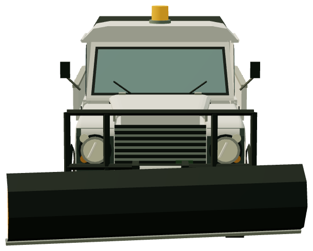 Defender snowplough and gritter — front render
