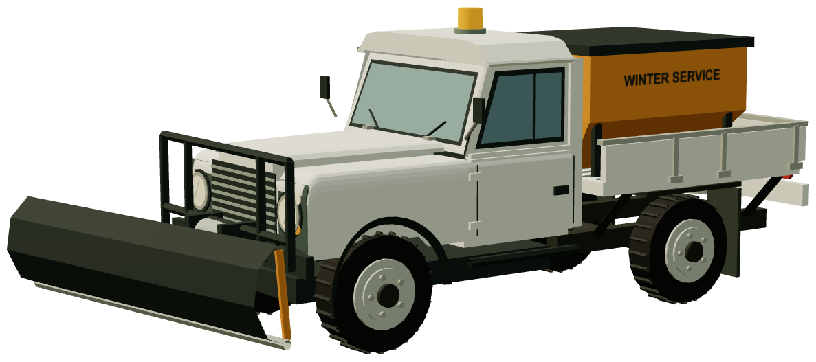 Defender snowplough and gritter — three-quarter render