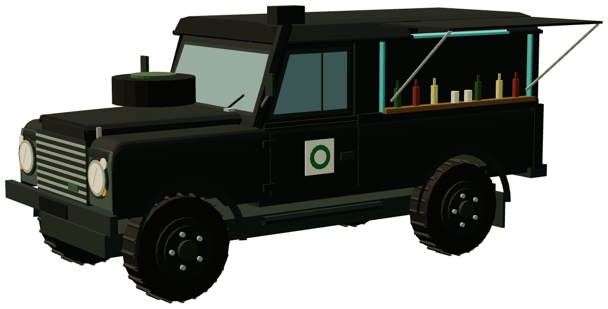 St Monans Ex-Army Land Rover Mobile Bar — three-quarter render