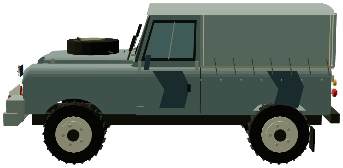 Series III 109″ · UK military — side render