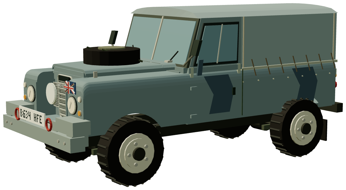 Series III 109″ · UK military — three-quarter render