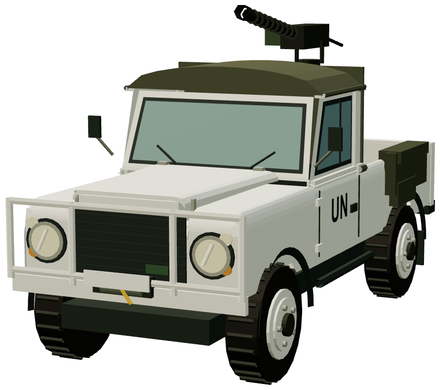 UNTAC Perentie 110 DShK Mount (Sisophon 1993) — front three-quarter render