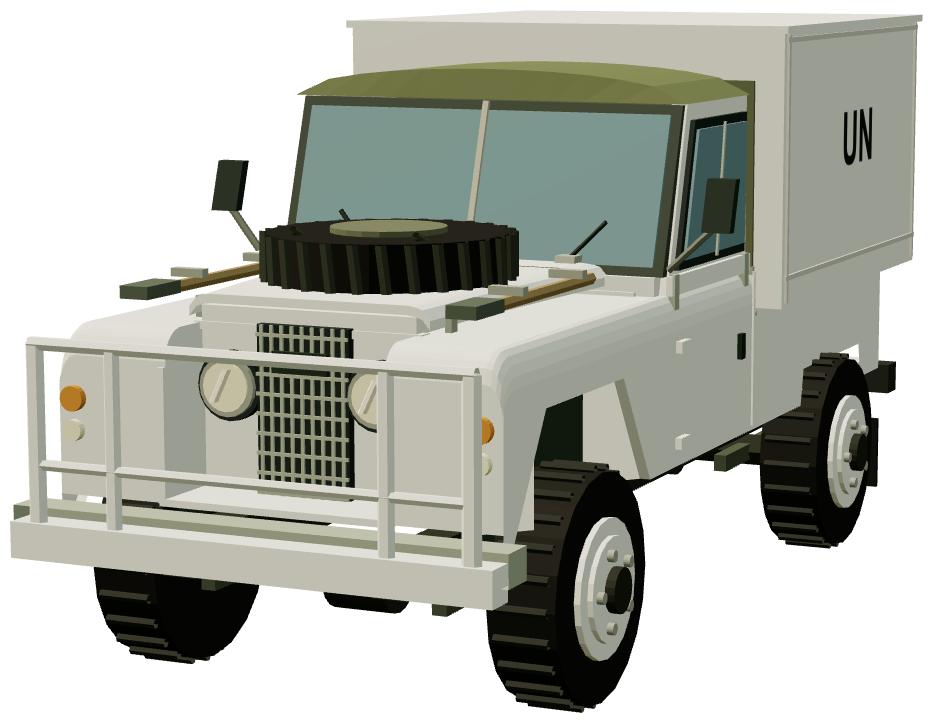 UNTAG Workshop Land Rover (Namibia 1989) — front three-quarter render